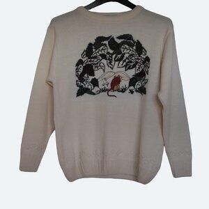 Laura Gribby cream knit sweater Forrest pattern wool blend size M